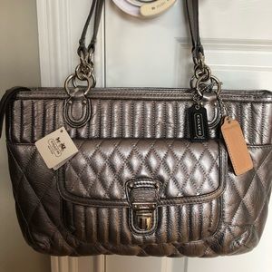 NWT Coach Silver Leather Quilted Bag